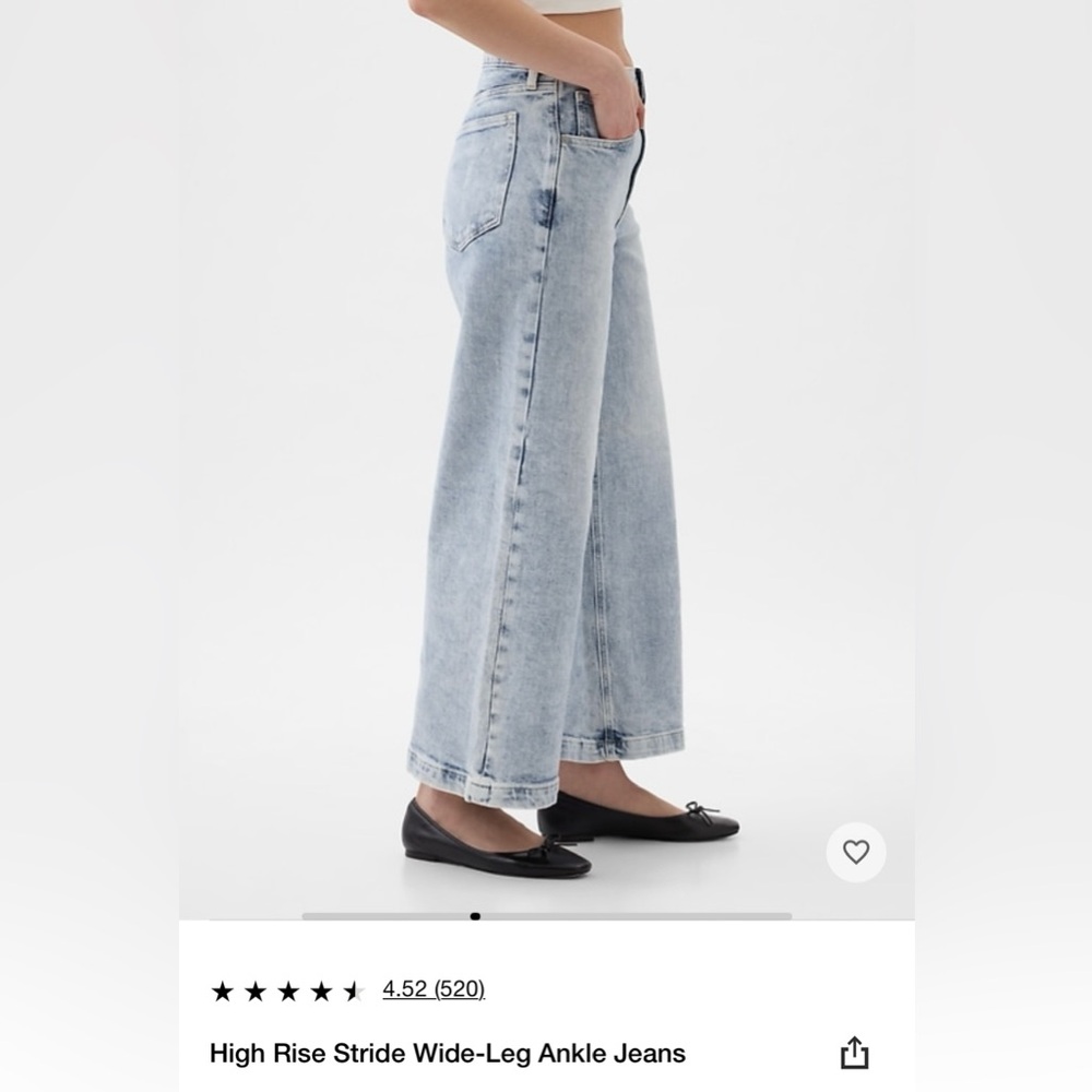 Gap high rise stride wide-leg ankle jeans. size 14/32 regular. NWT. - Picture 4 of 6
